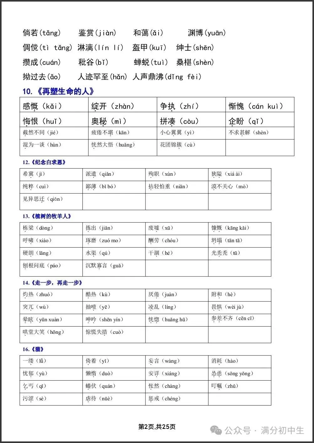初一新教材七上语文期中必背知识考点梳理复习总结电子打印版!(2026 新)-第2张图片-四季读书网