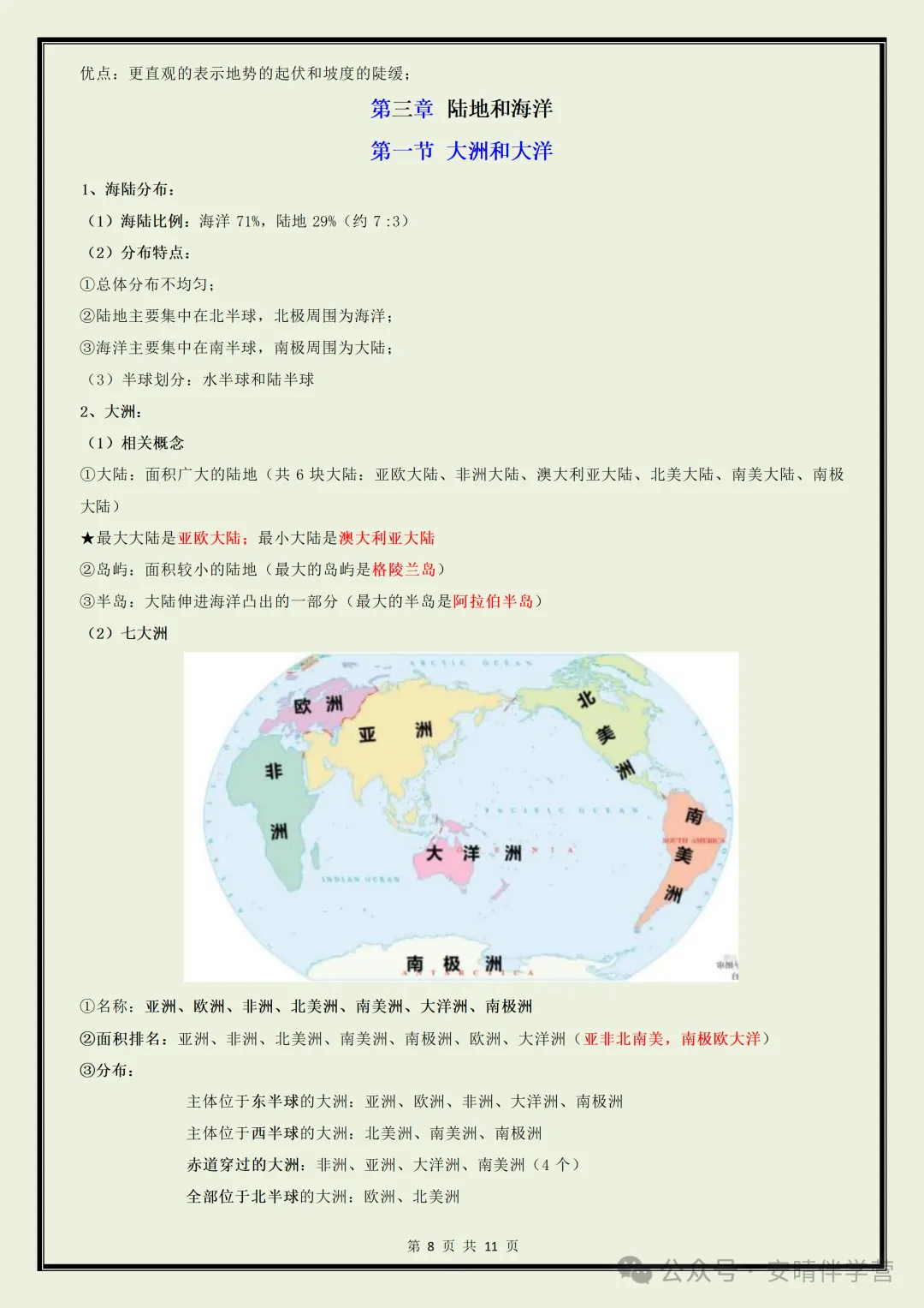 初一 | 新教材七年级上册地理期中必考核心知识点清单,2026完整版可打印-第8张图片-四季读书网 初一 | 新教材七年级上册地理期中必考核心知识点清单,2026完整版可打印-第8张图片-四季读书网