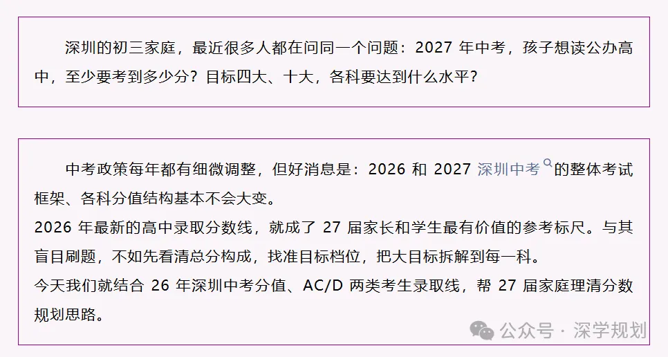 家长注意 | 2027届深圳中考参考|孩子想上公办高中,需要考多少分?-第1张图片-四季读书网 家长注意 | 2027届深圳中考参考|孩子想上公办高中,需要考多少分?-第1张图片-四季读书网