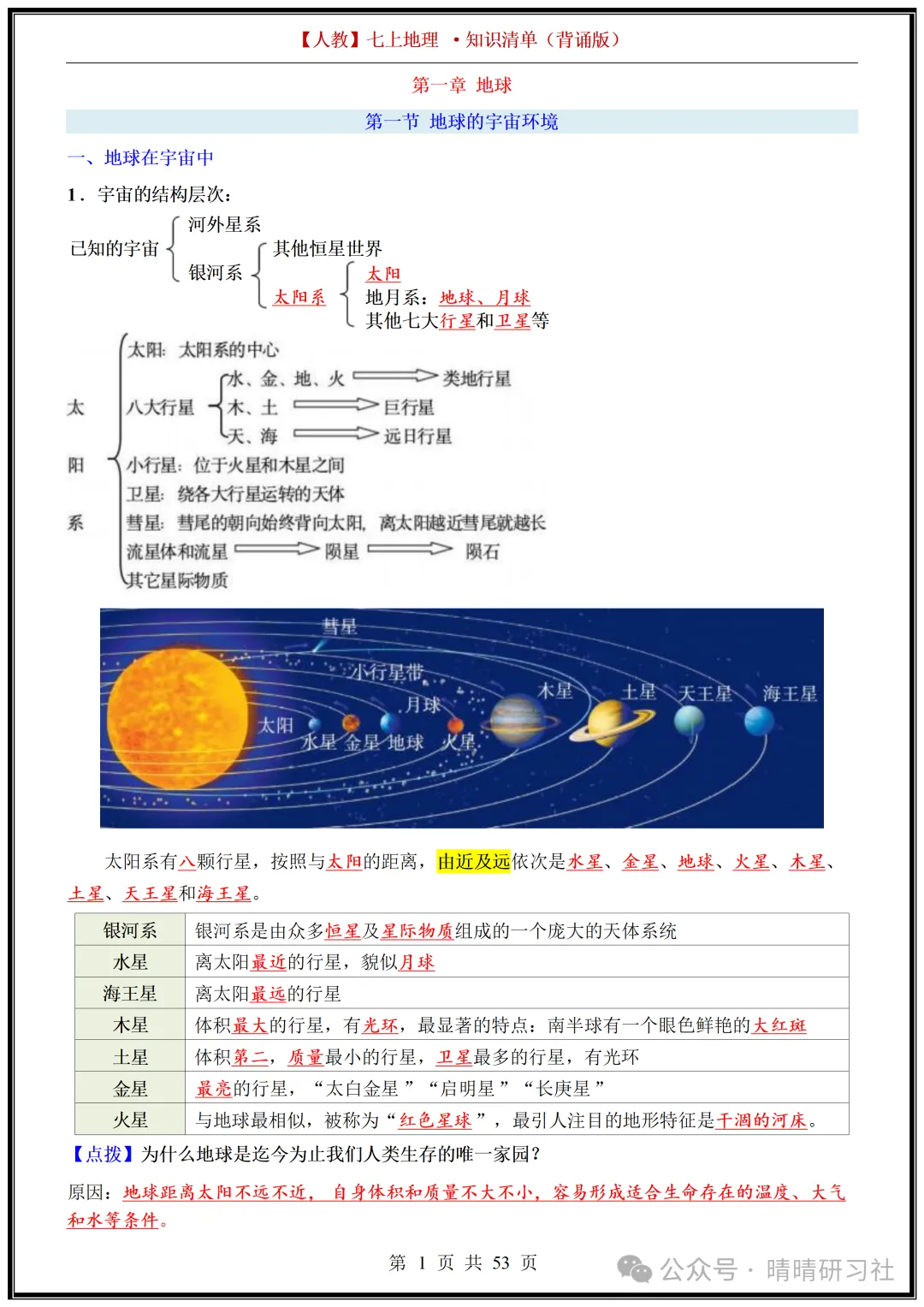 【初一】2026新版七年级上册地理常考必背重点知识梳理总结,完整版可打印-第3张图片-四季读书网