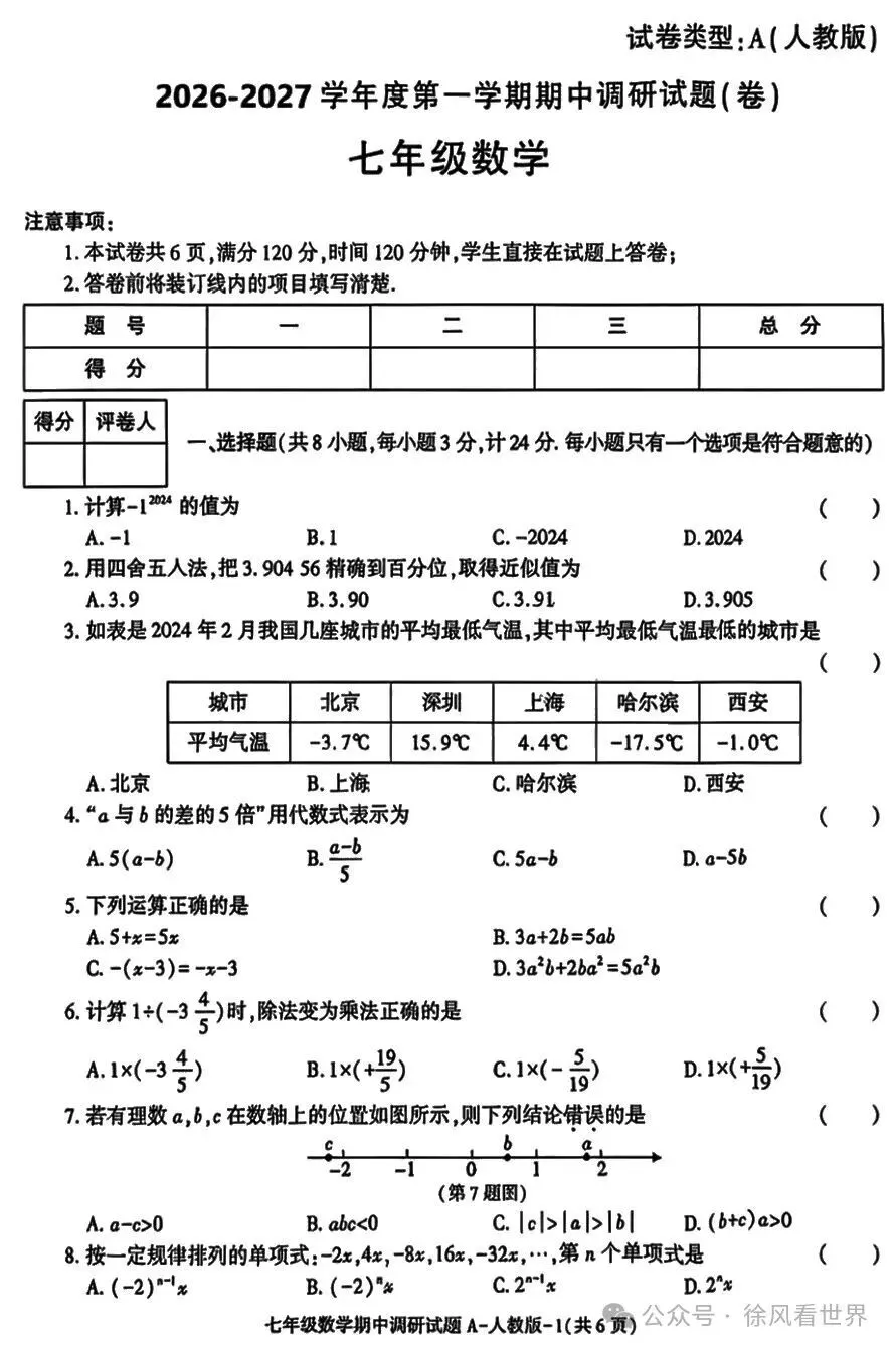 七上数学期中调研试卷分析:别再怪粗心!初一孩子扣分全是这些坑-第1张图片-四季读书网