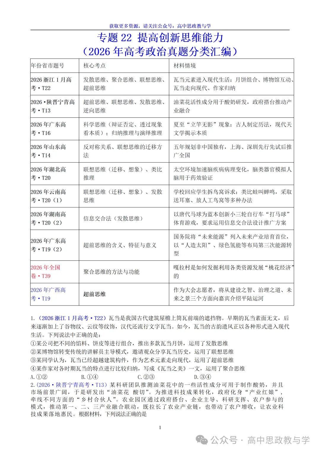 高考政治真题分类汇编(2022-2026年)(7本书22个专题按单元分类)-第73张图片-四季读书网
