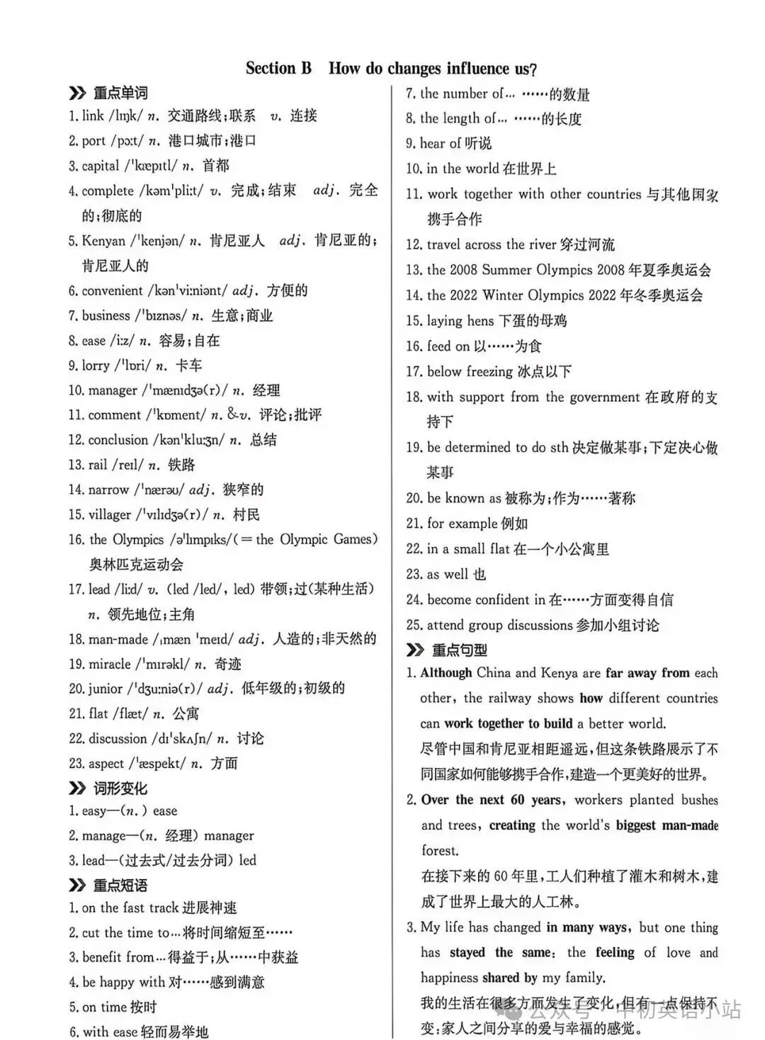 【初三】新人教九年级(上册)Unit 1 重点单词短语句型背诵单-第2张图片-四季读书网
