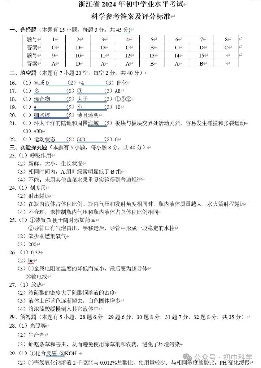 2024年•浙江省【统考】科学真题卷-第6张图片-四季读书网 2024年•浙江省【统考】科学真题卷-第6张图片-四季读书网