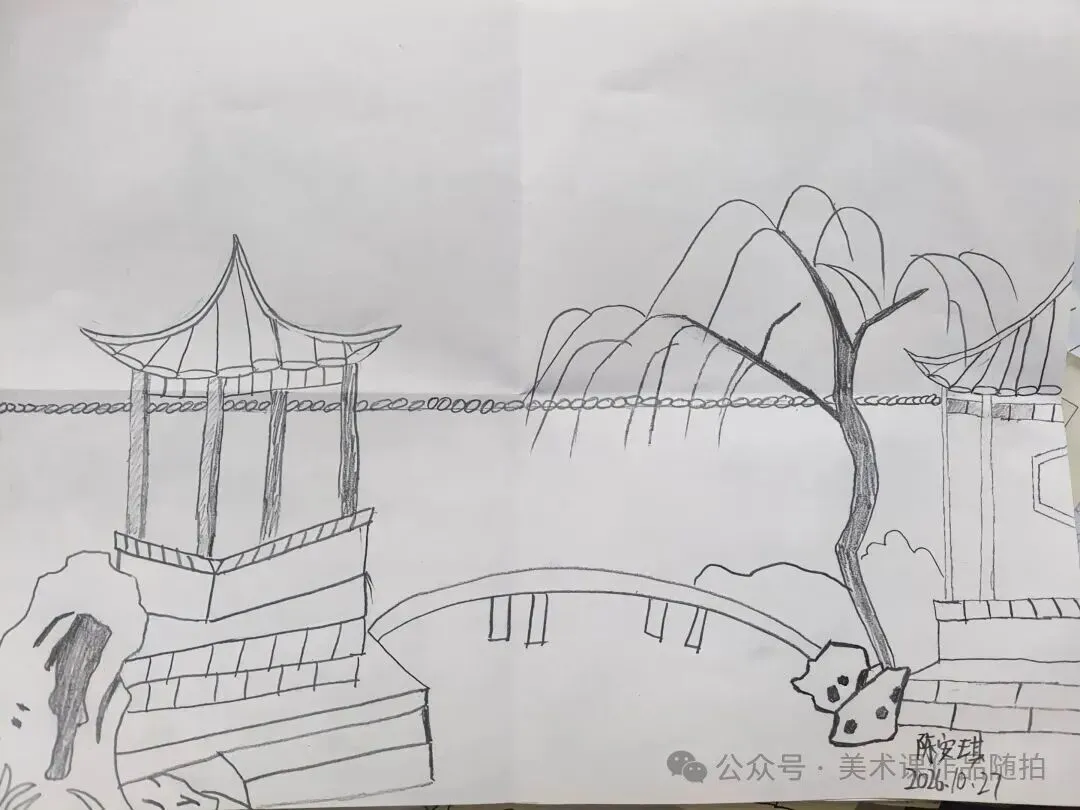 初二2班美术课堂作品《叠山理水》-第12张图片-四季读书网