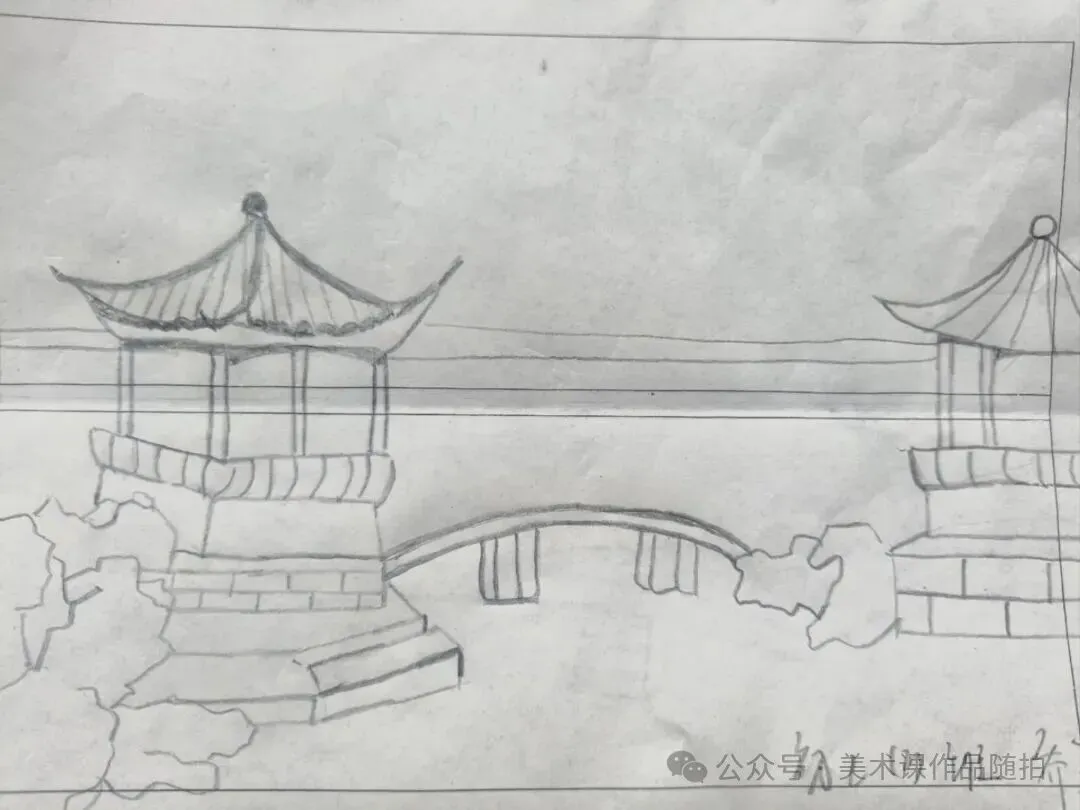 初二2班美术课堂作品《叠山理水》-第13张图片-四季读书网
