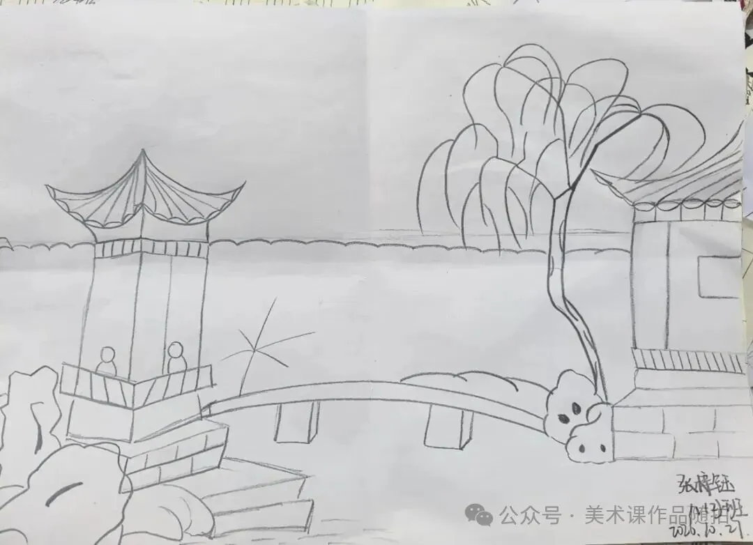 初二2班美术课堂作品《叠山理水》-第14张图片-四季读书网