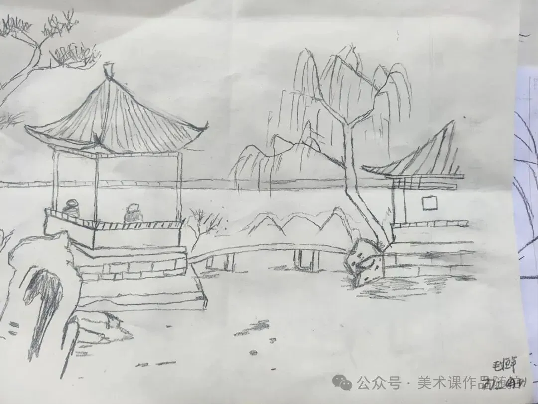 初二2班美术课堂作品《叠山理水》-第16张图片-四季读书网