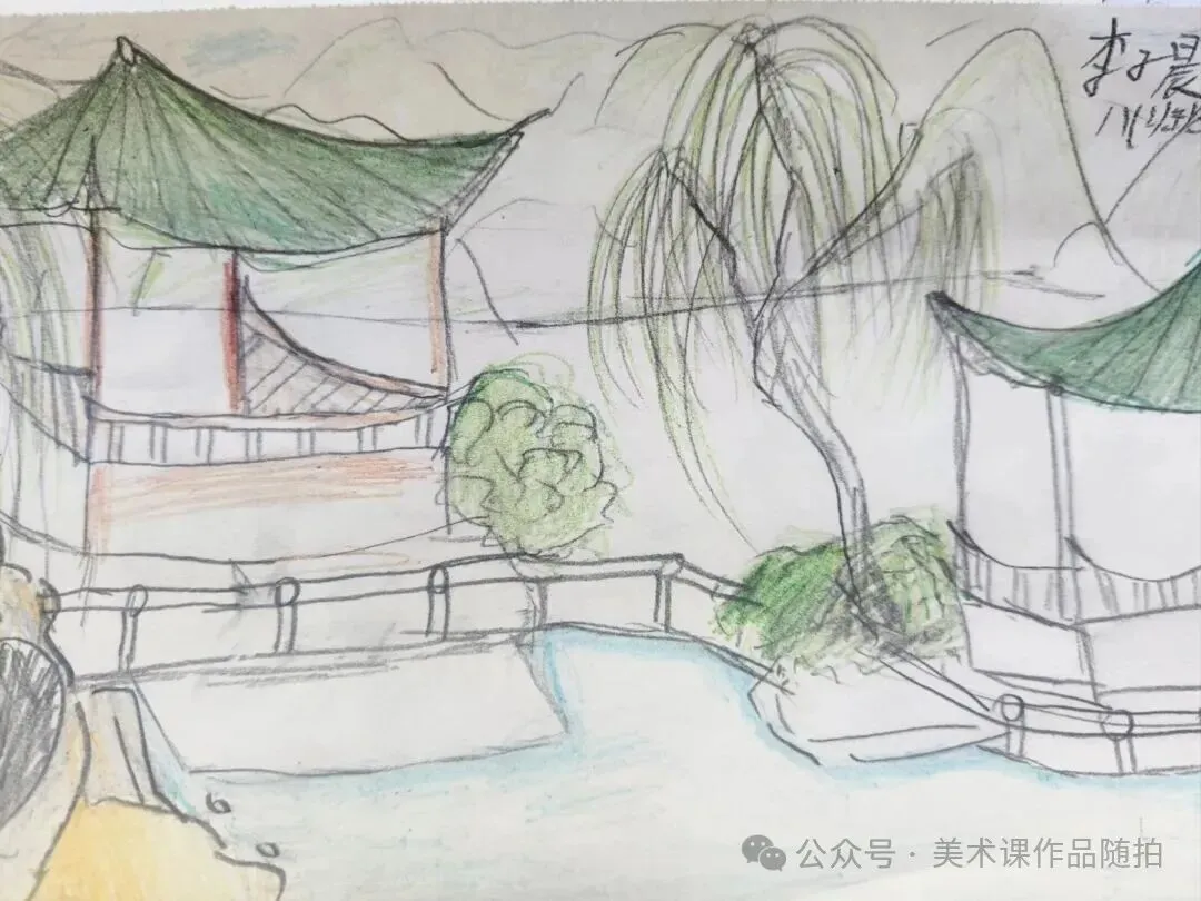 初二2班美术课堂作品《叠山理水》-第22张图片-四季读书网