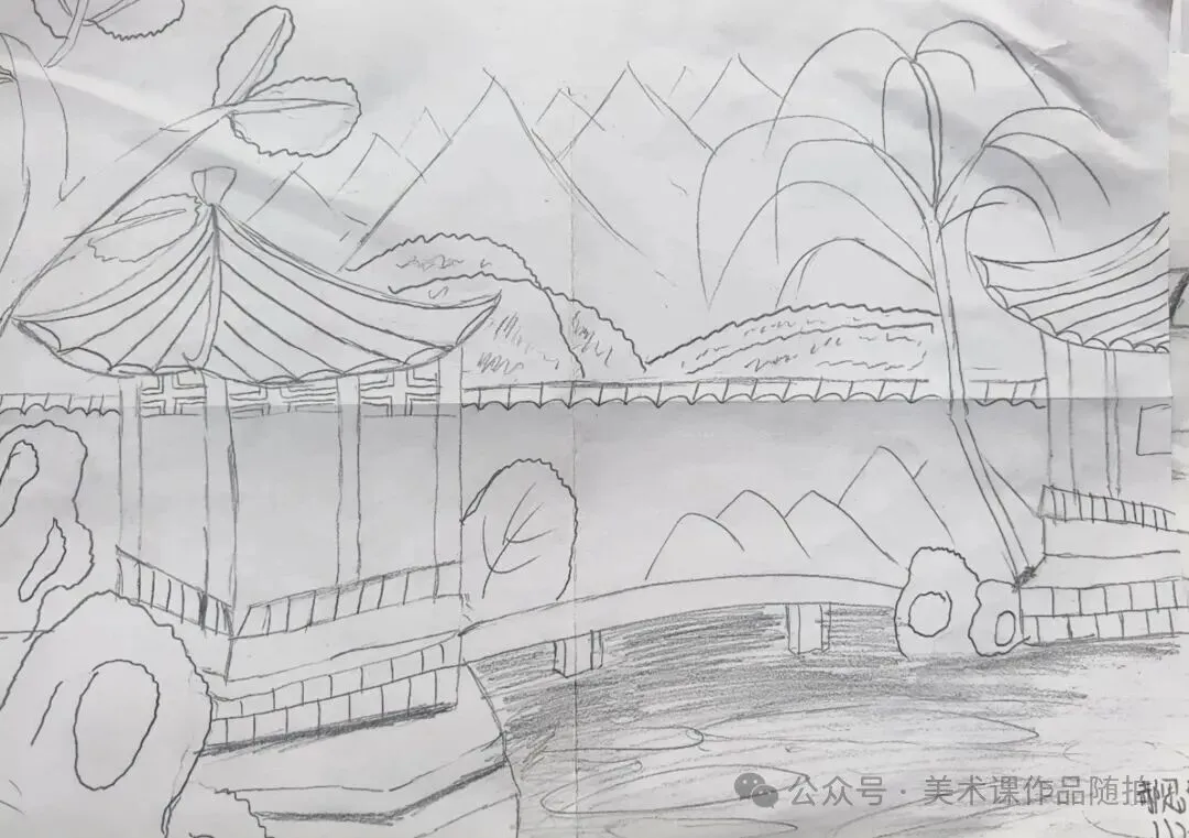 初二2班美术课堂作品《叠山理水》-第27张图片-四季读书网