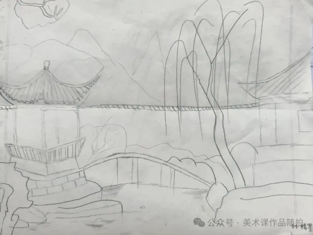 初二2班美术课堂作品《叠山理水》-第31张图片-四季读书网