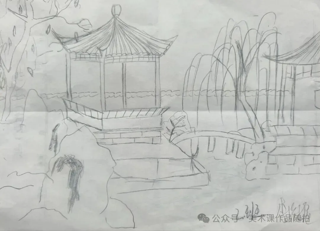 初二2班美术课堂作品《叠山理水》-第38张图片-四季读书网