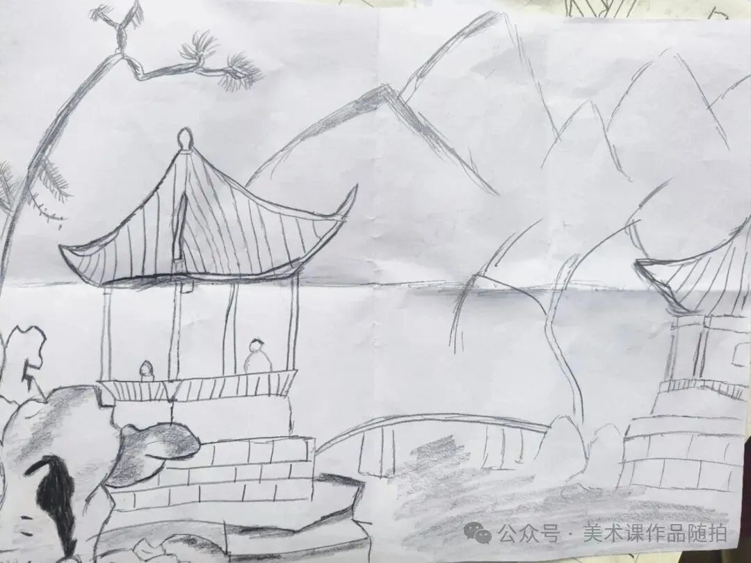 初二2班美术课堂作品《叠山理水》-第41张图片-四季读书网