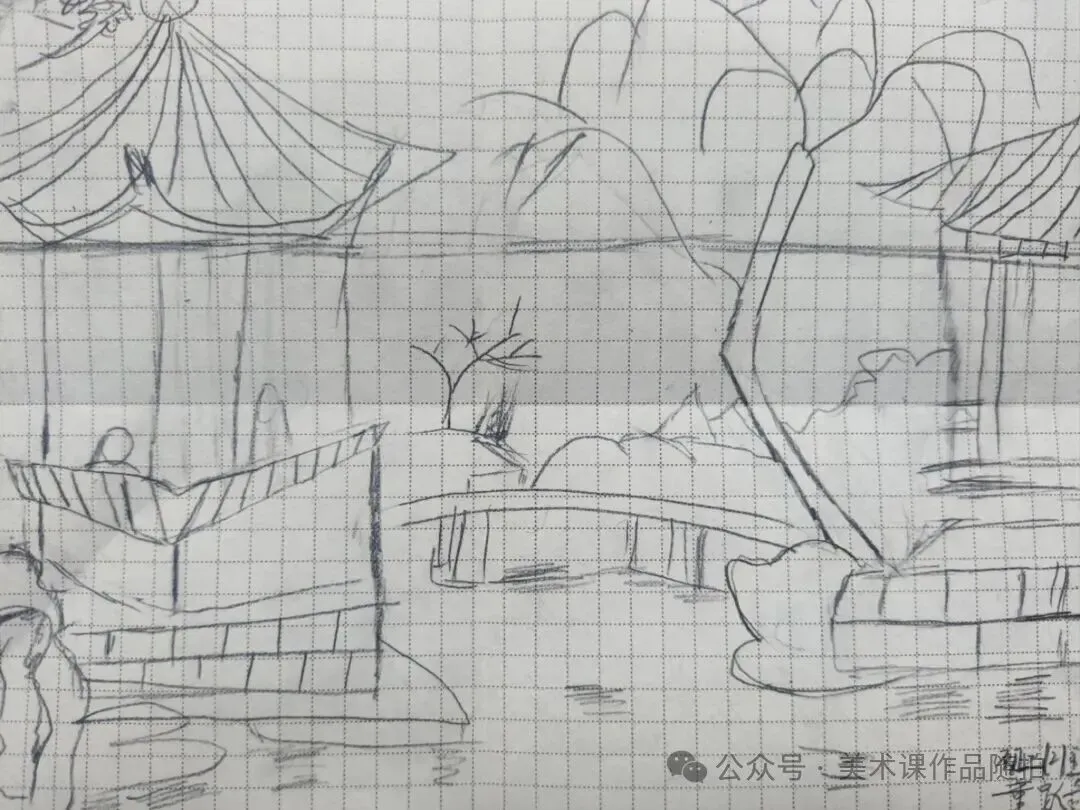 初二2班美术课堂作品《叠山理水》-第48张图片-四季读书网