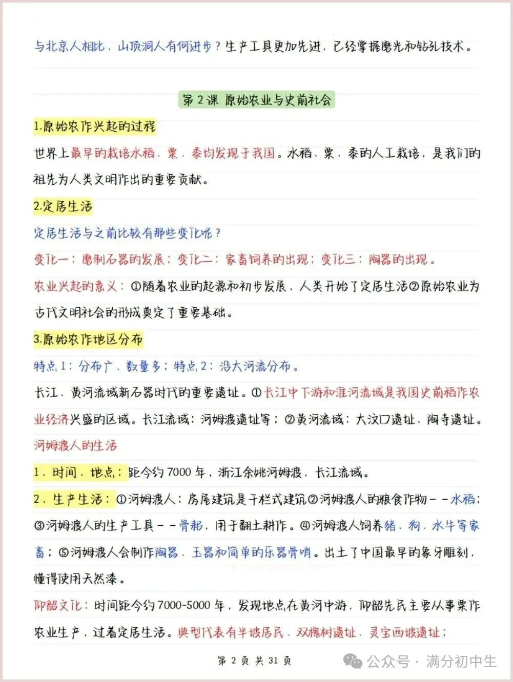 初一新教材七上历史期中核心考点知识复习总结电子打印版!(2026 新)-第2张图片-四季读书网