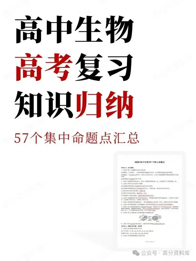 高中生物-高考复习57个集中命题点汇总知识归纳-第1张图片-四季读书网