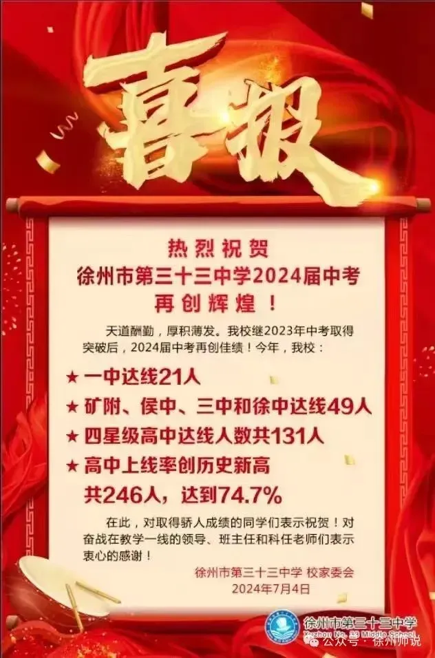 光彩依旧!徐州三十三中,老铁三中近年中考取得佳绩,创造辉煌!-第5张图片-四季读书网