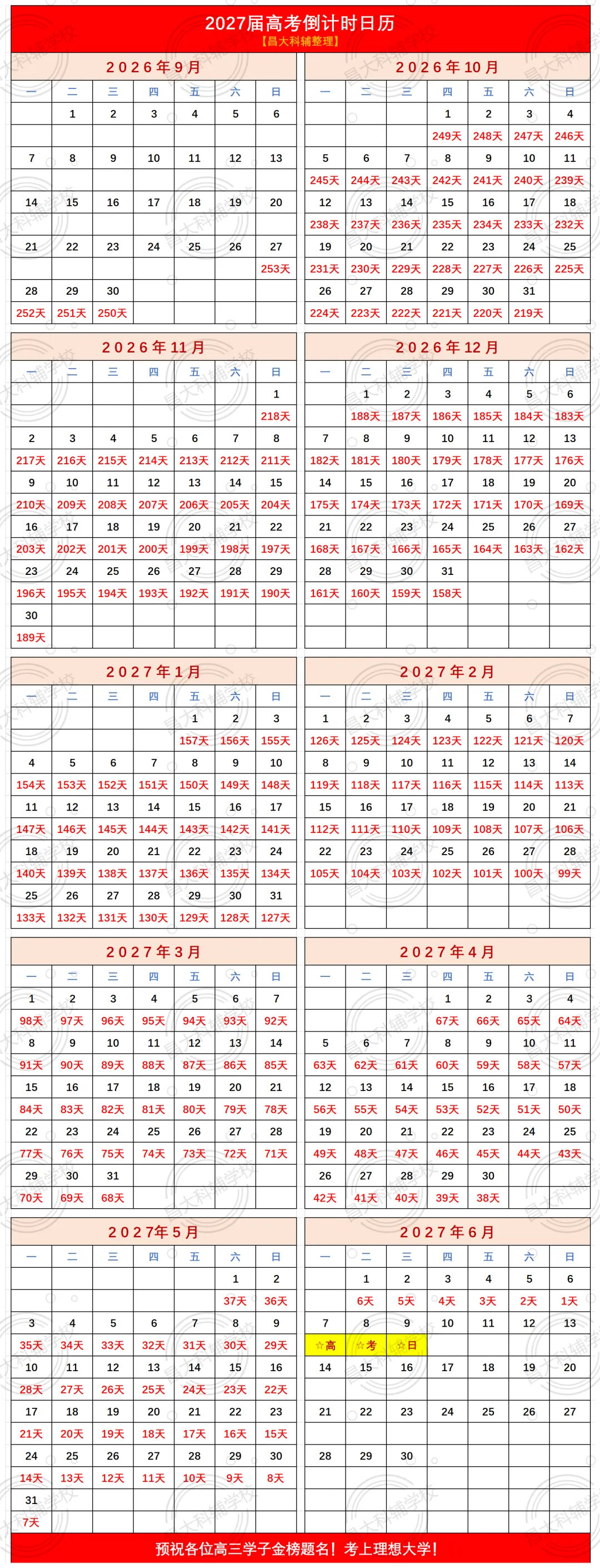 高考报名结束!2027年全国高考倒计时222天!-第3张图片-四季读书网