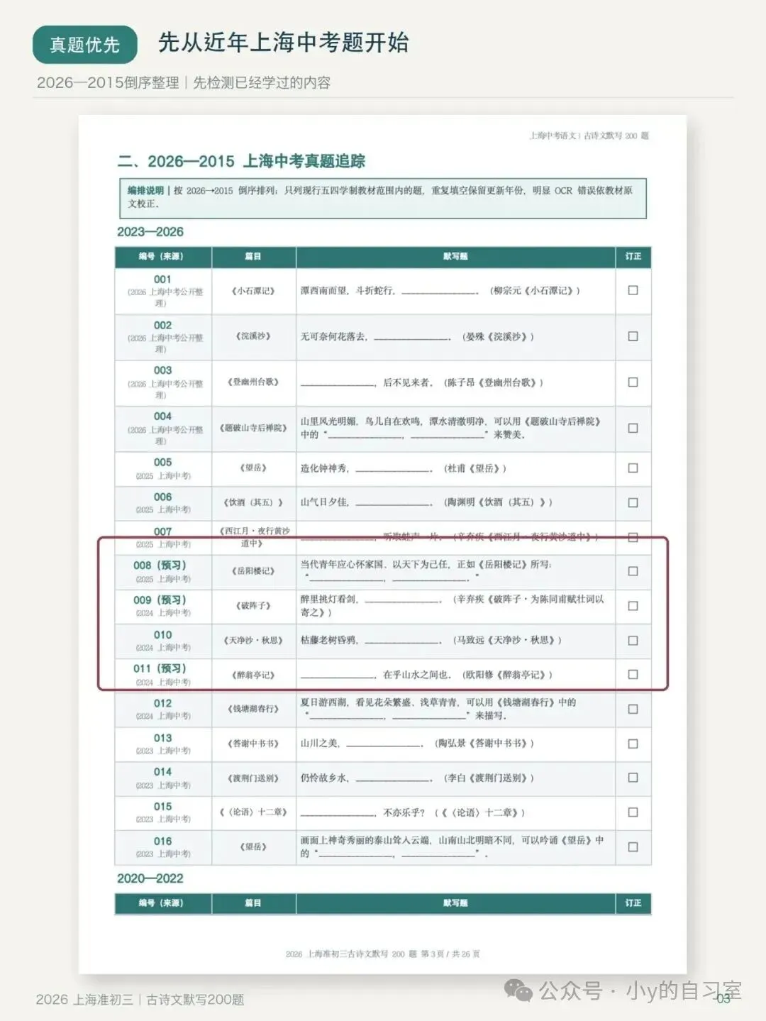 上海初三古诗文默写200题|查漏与巩固-第2张图片-四季读书网