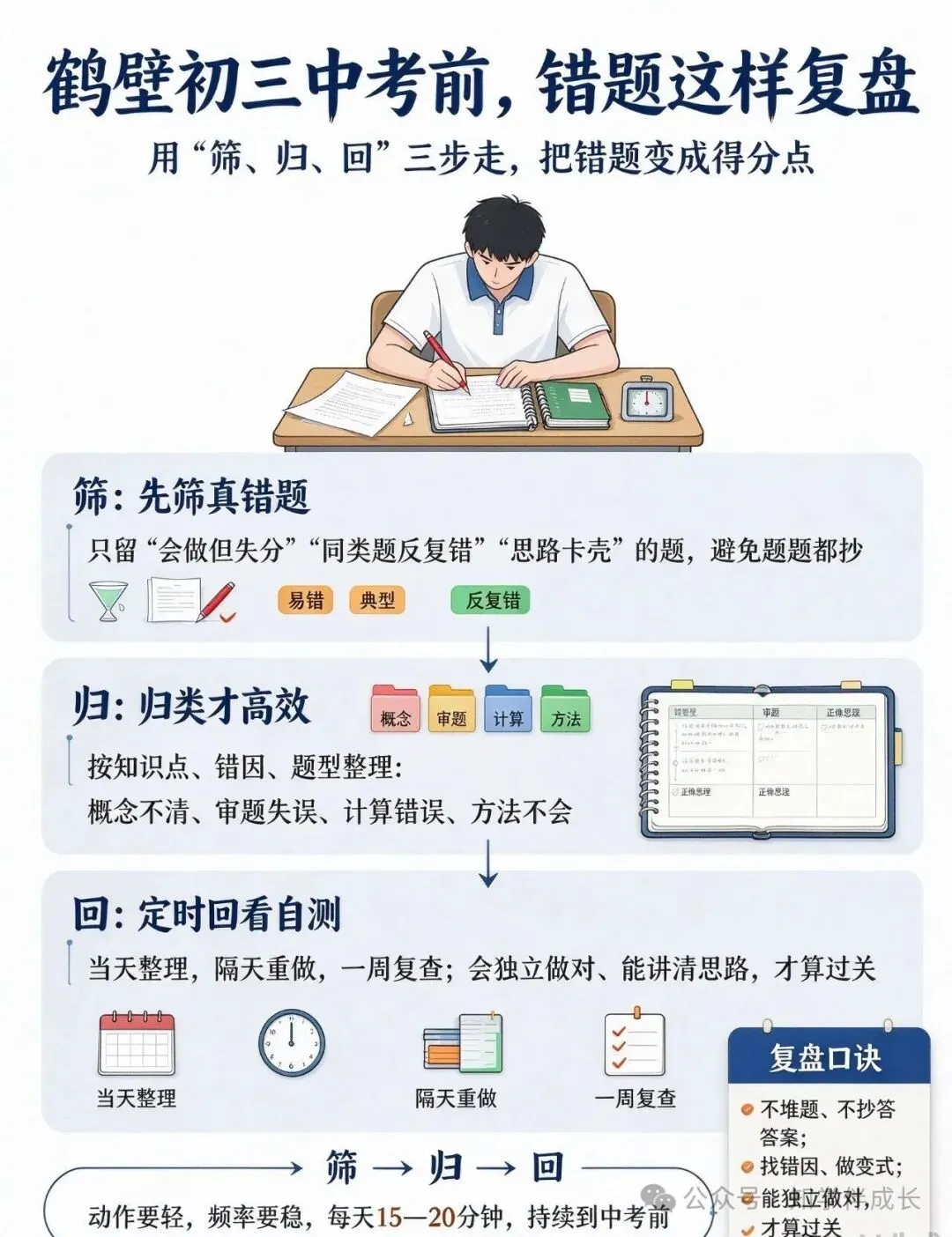 鹤壁初三中考前,怎么做好常态化错题复盘?"筛、归、回"三步走-第2张图片-四季读书网 鹤壁初三中考前,怎么做好常态化错题复盘?"筛、归、回"三步走-第2张图片-四季读书网