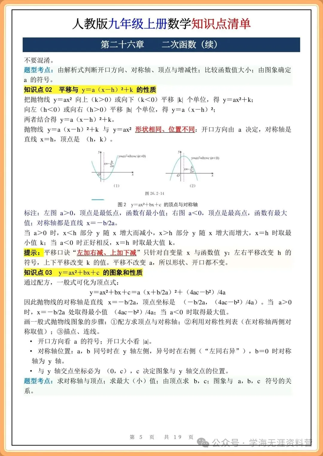 初三2026秋九年级数学(人教版)全册核心知识点清单总结,期中期末必背!-第6张图片-四季读书网
