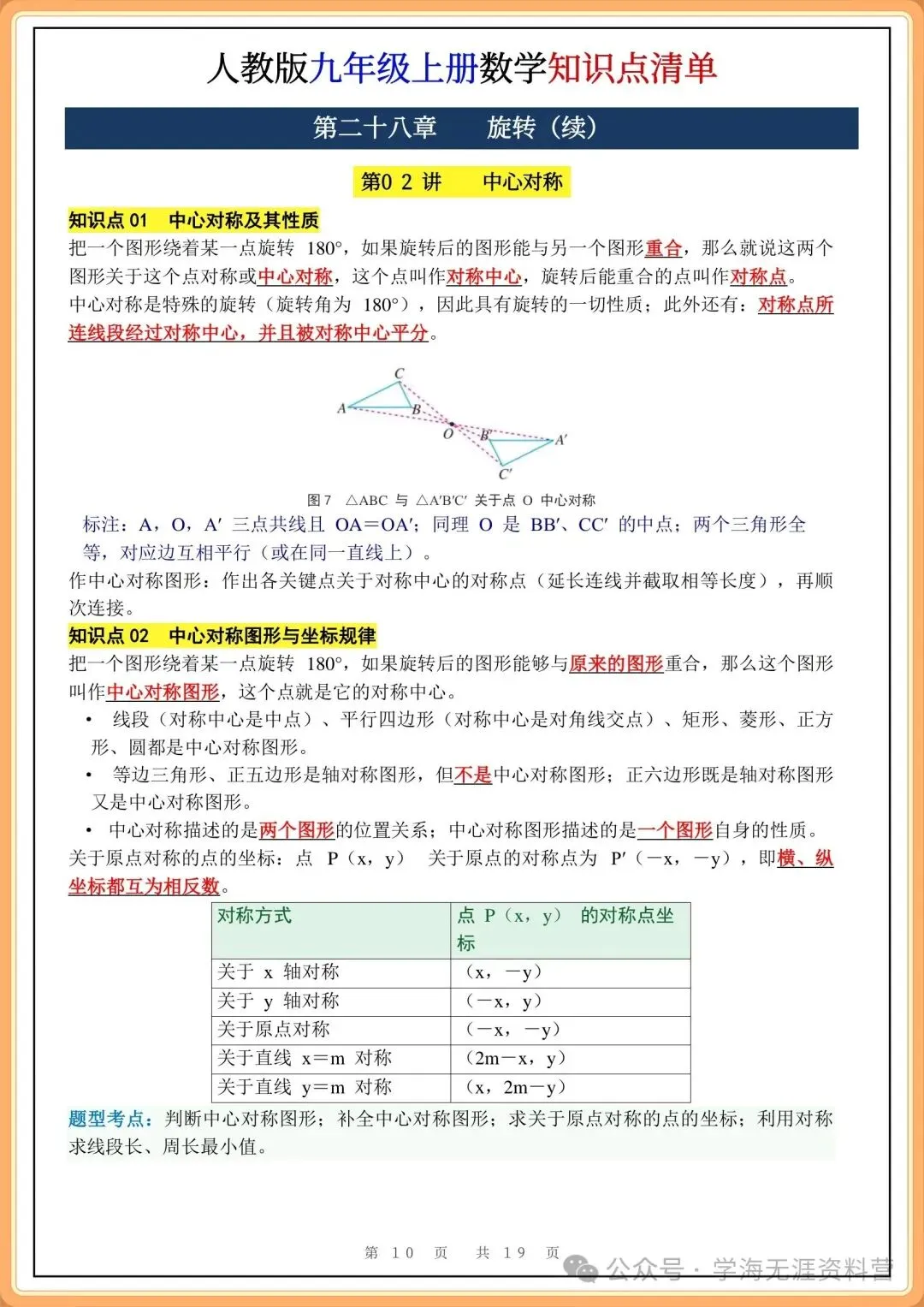 初三2026秋九年级数学(人教版)全册核心知识点清单总结,期中期末必背!-第9张图片-四季读书网