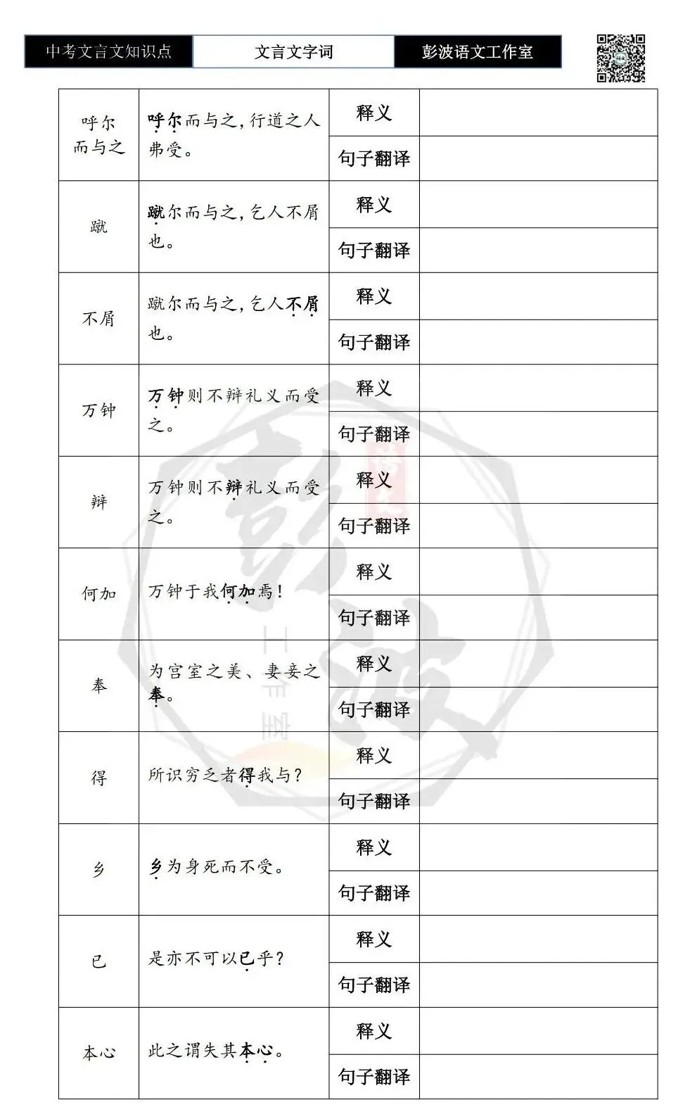 【中考文言文专项】08重点实词-九年级下自测(2元)-第6张图片-四季读书网 【中考文言文专项】08重点实词-九年级下自测(2元)-第6张图片-四季读书网