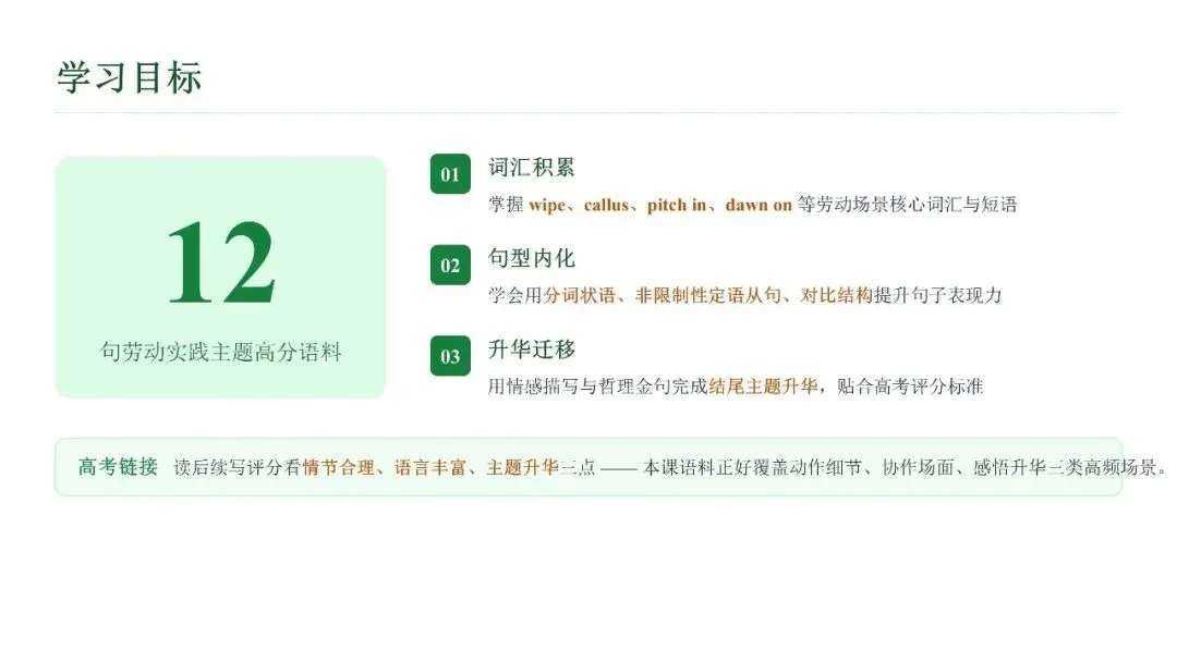高考英语劳动实践类话题读后续写语料-第2张图片-四季读书网