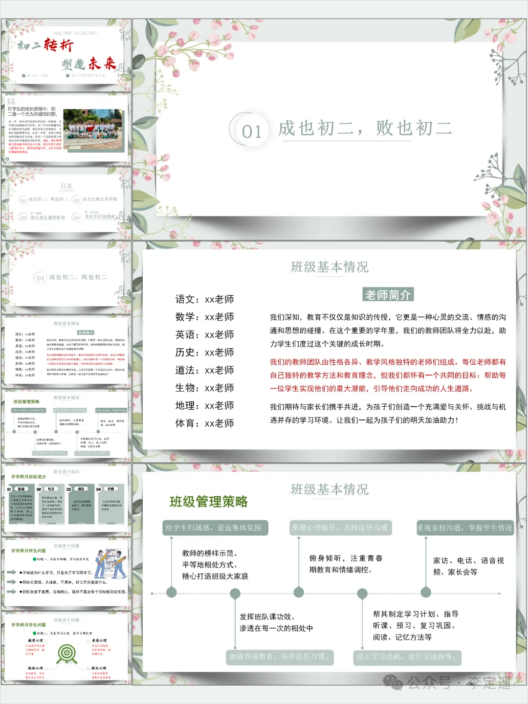 初二期中家长会PPT(含发言稿):初二转折,塑造未来-第2张图片-四季读书网