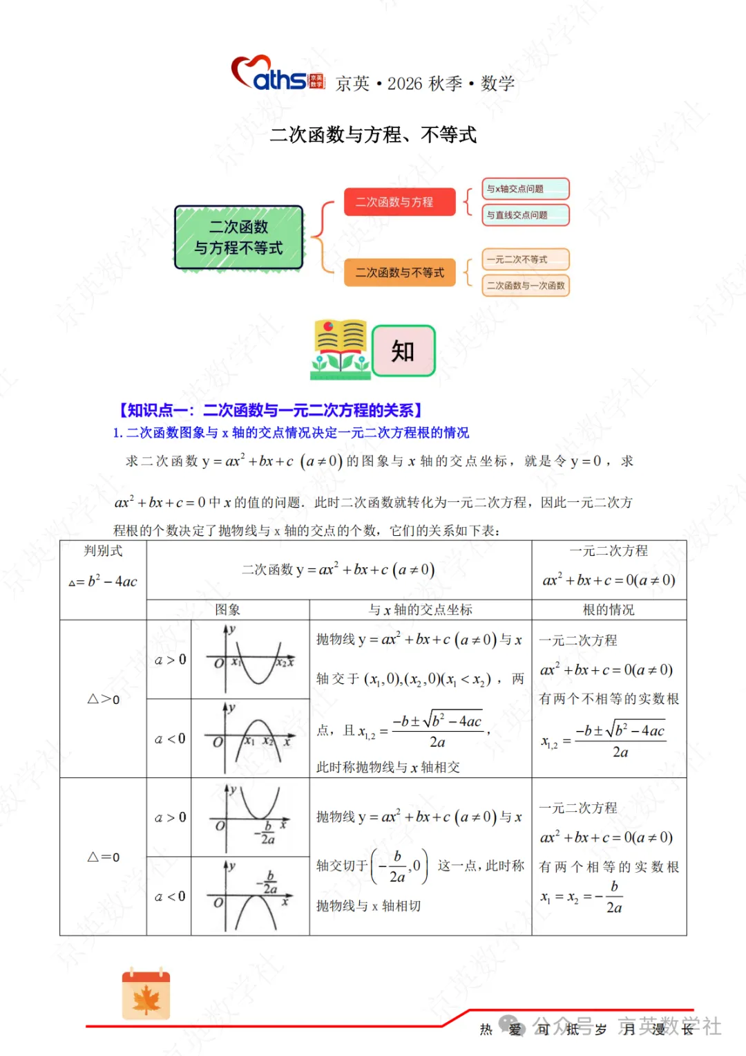 2026秋*初三:第4讲——二次函数与方程不等式-第22张图片-四季读书网