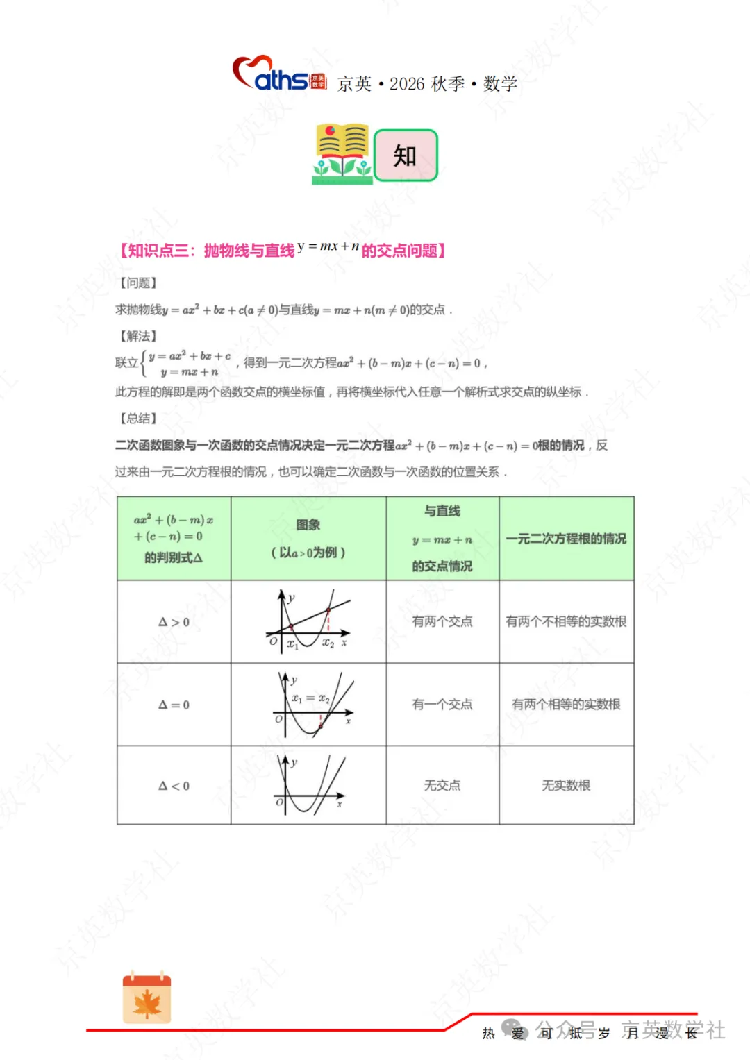 2026秋*初三:第4讲——二次函数与方程不等式-第31张图片-四季读书网