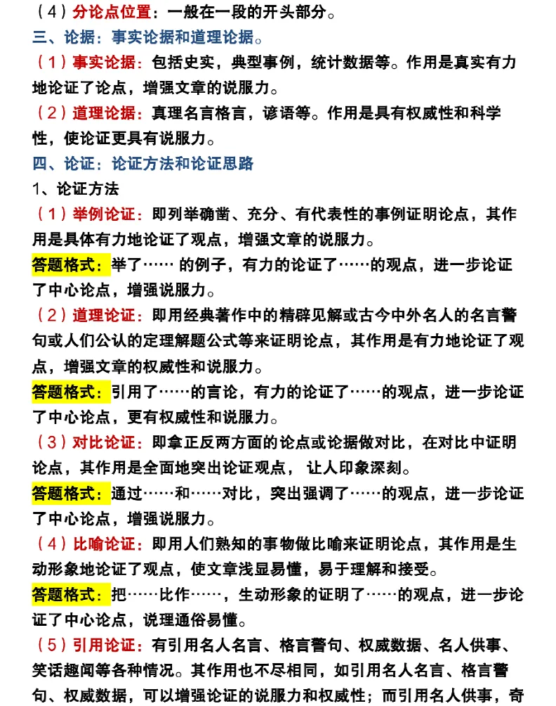 2026上海初三语文议论文和说明文提分公式和常考题型(可打印)-第2张图片-四季读书网 2026上海初三语文议论文和说明文提分公式和常考题型(可打印)-第2张图片-四季读书网