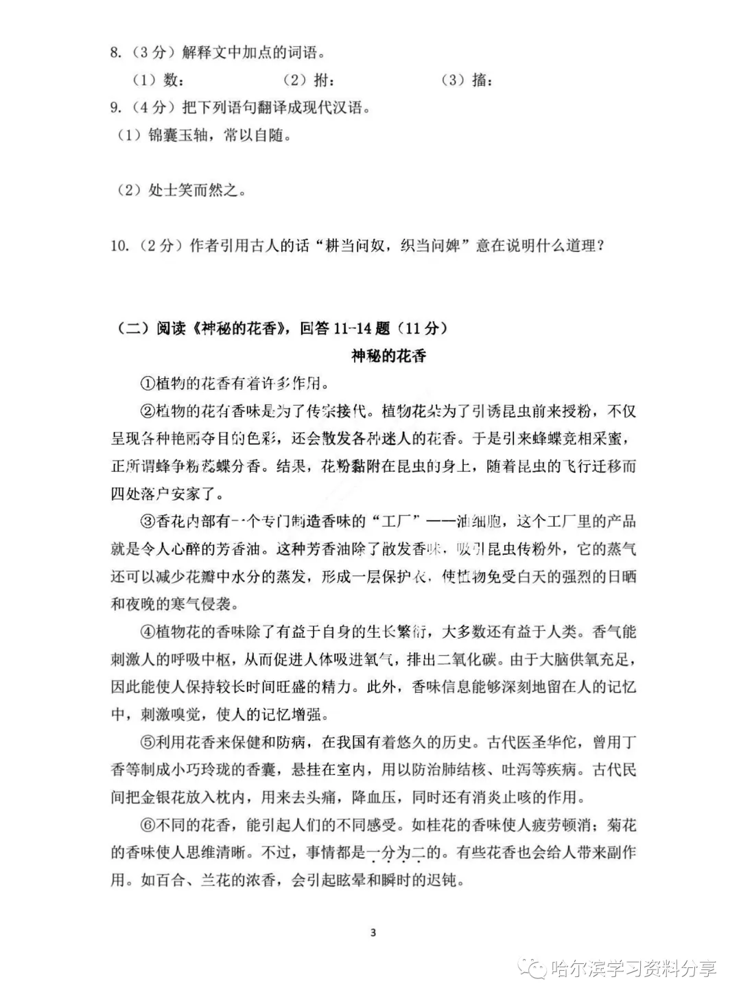 六年级语文 风华中学2023年上期中考试卷+答案-第3张图片-四季读书网