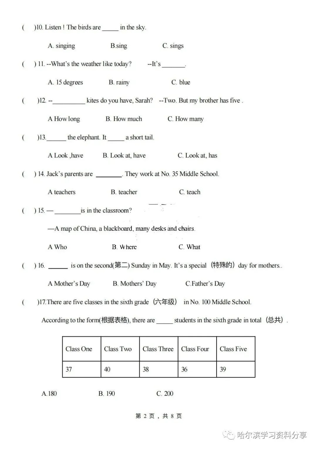 初一英语 2022-2023学年上35中期中考试卷+答案-第2张图片-四季读书网 初一英语 2022-2023学年上35中期中考试卷+答案-第2张图片-四季读书网