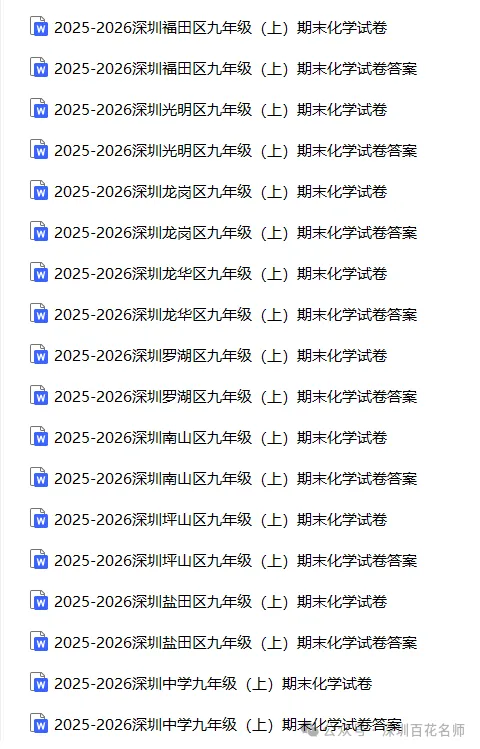 最新2025-2026深圳初三上化学期末考试卷和答案-第1张图片-四季读书网
