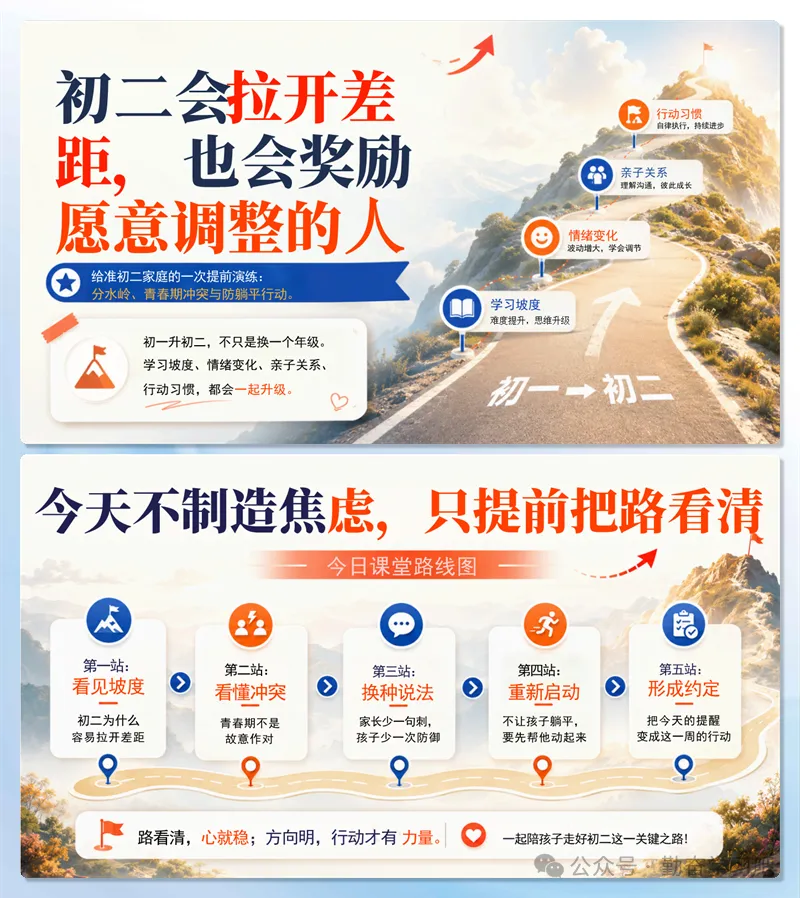 初一升初二初一七年级期末家长会《初二会拉开差距,也会奖励愿意调整的人》PPT课件+发言稿-第1张图片-四季读书网
