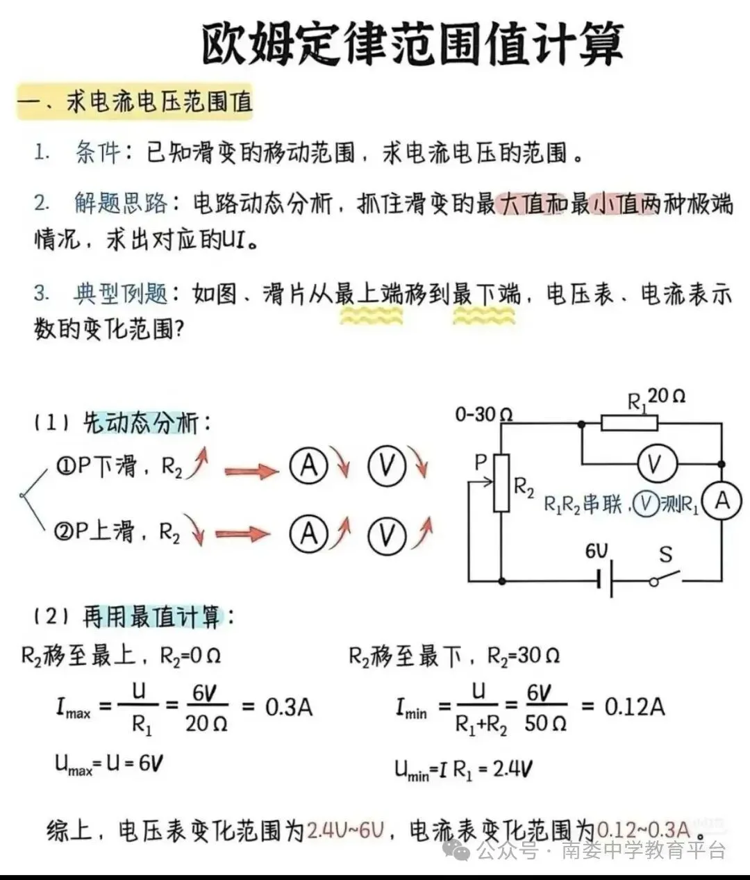 初三物理欧姆定律|范围值计算,抓准两个极端就通关-第3张图片-四季读书网