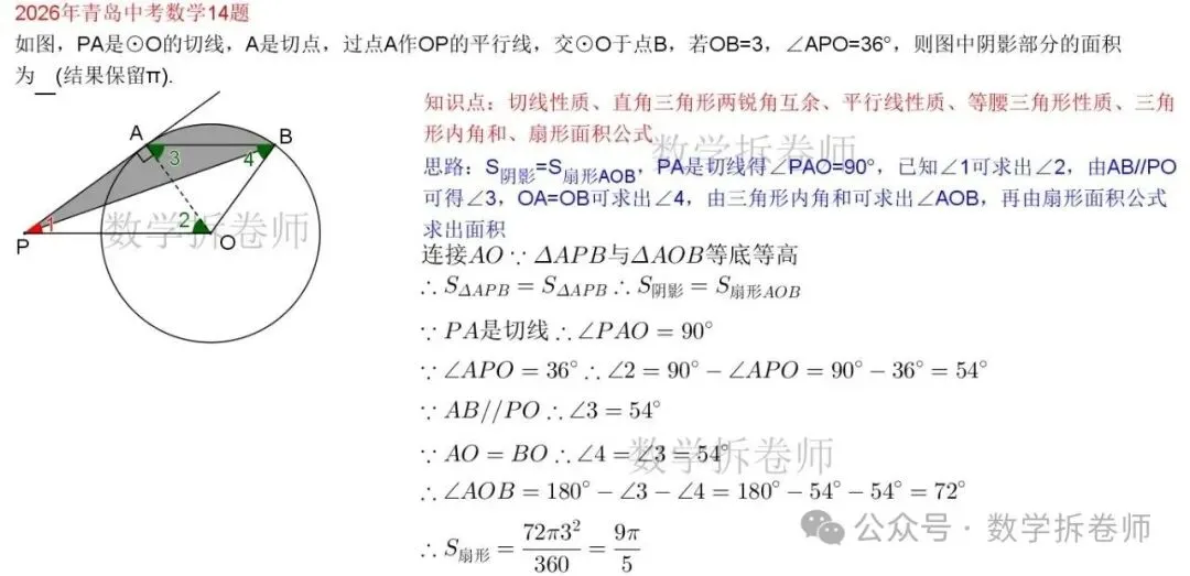 2026年青岛中考数学14题(填压小题)拉窗帘秒解-第2张图片-四季读书网 2026年青岛中考数学14题(填压小题)拉窗帘秒解-第2张图片-四季读书网