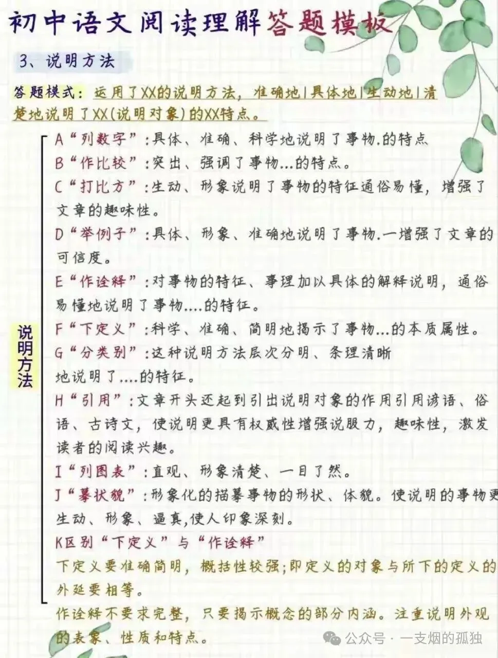初二现代文阅读全套答题模板(记叙文+说明文+议论文)-第4张图片-四季读书网 初二现代文阅读全套答题模板(记叙文+说明文+议论文)-第4张图片-四季读书网