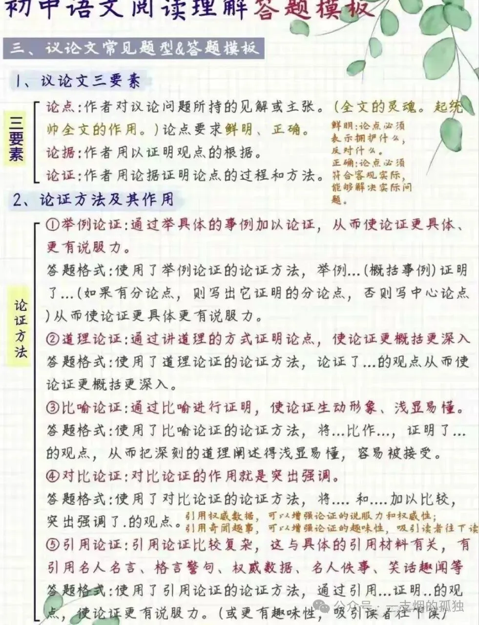 初二现代文阅读全套答题模板(记叙文+说明文+议论文)-第5张图片-四季读书网 初二现代文阅读全套答题模板(记叙文+说明文+议论文)-第5张图片-四季读书网