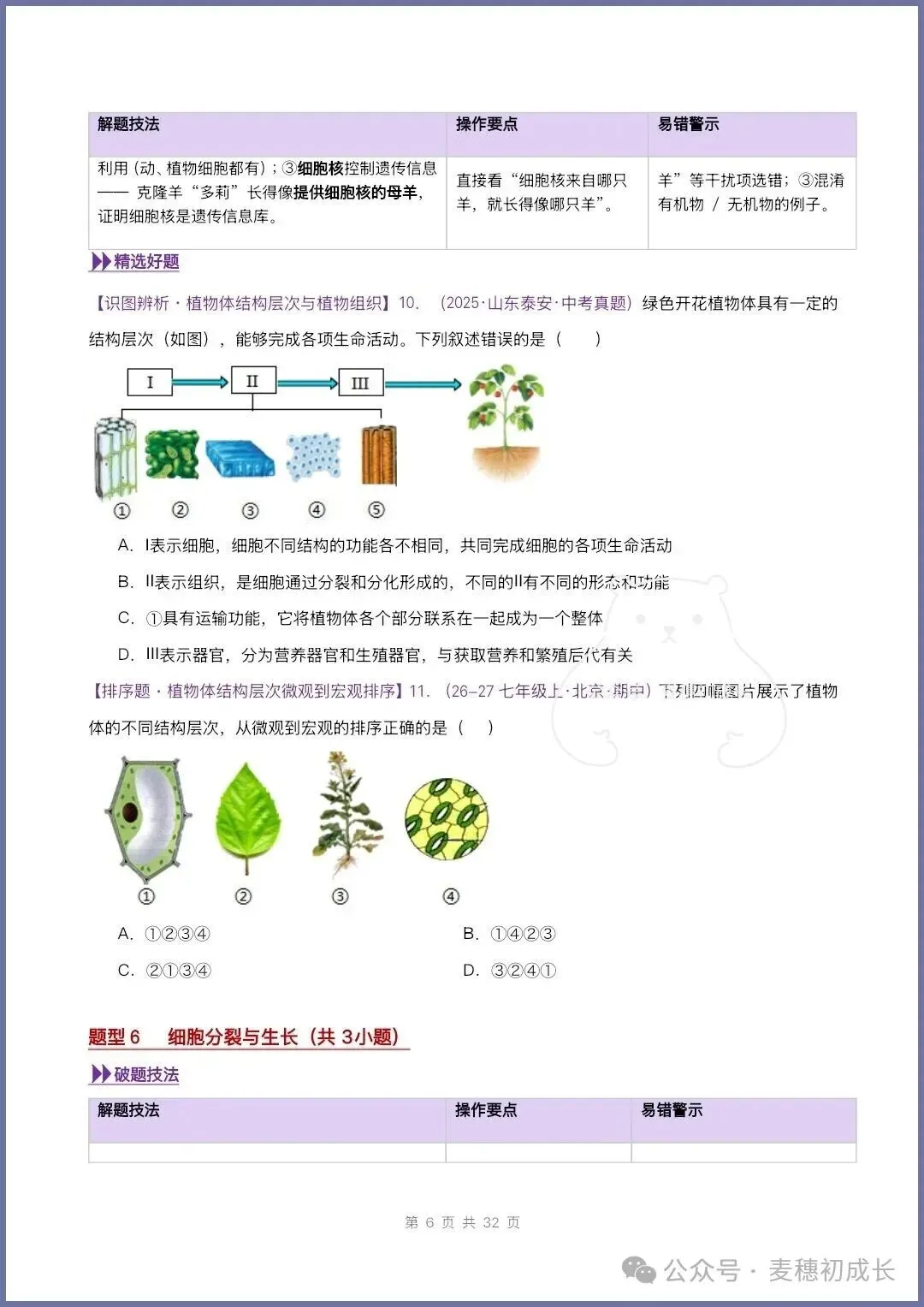 2026新人教版七上生物|期中复习真题《高频题型专项通关练习》含解析可打印-第8张图片-四季读书网 2026新人教版七上生物|期中复习真题《高频题型专项通关练习》含解析可打印-第8张图片-四季读书网