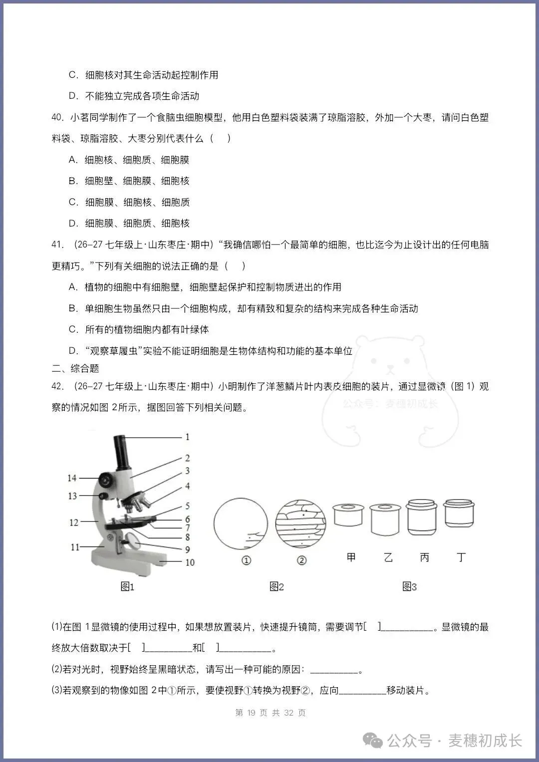 2026新人教版七上生物|期中复习真题《高频题型专项通关练习》含解析可打印-第16张图片-四季读书网 2026新人教版七上生物|期中复习真题《高频题型专项通关练习》含解析可打印-第16张图片-四季读书网