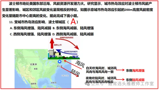 2026河南高考地理真题深度解析(9-11题):波士顿城市热岛效应、海陆风与风能变化-第4张图片-四季读书网 2026河南高考地理真题深度解析(9-11题):波士顿城市热岛效应、海陆风与风能变化-第4张图片-四季读书网
