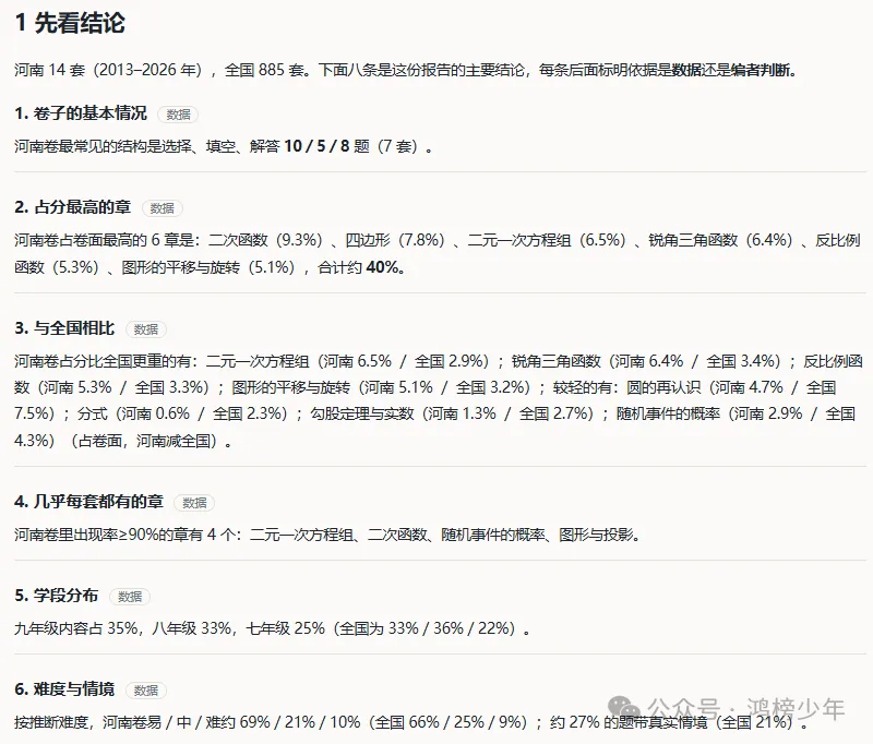 河南 中考数学真题分析报告(2013–2026)-第1张图片-四季读书网
