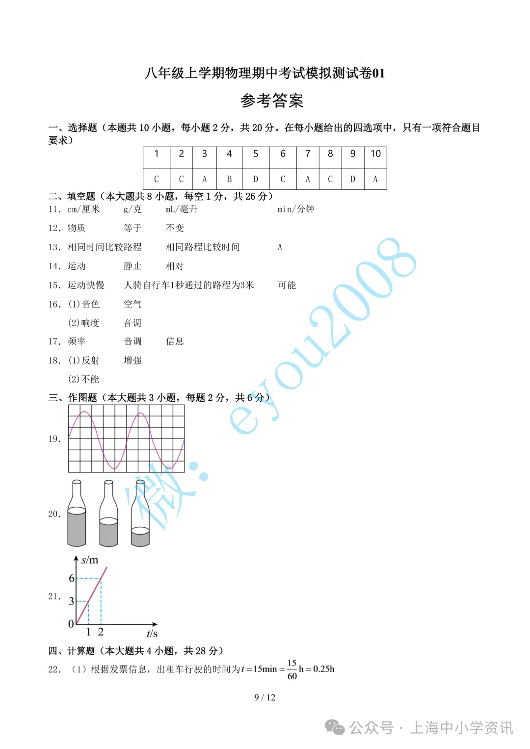 八年级上学期物理期中考试模拟测试卷-第10张图片-四季读书网 八年级上学期物理期中考试模拟测试卷-第10张图片-四季读书网