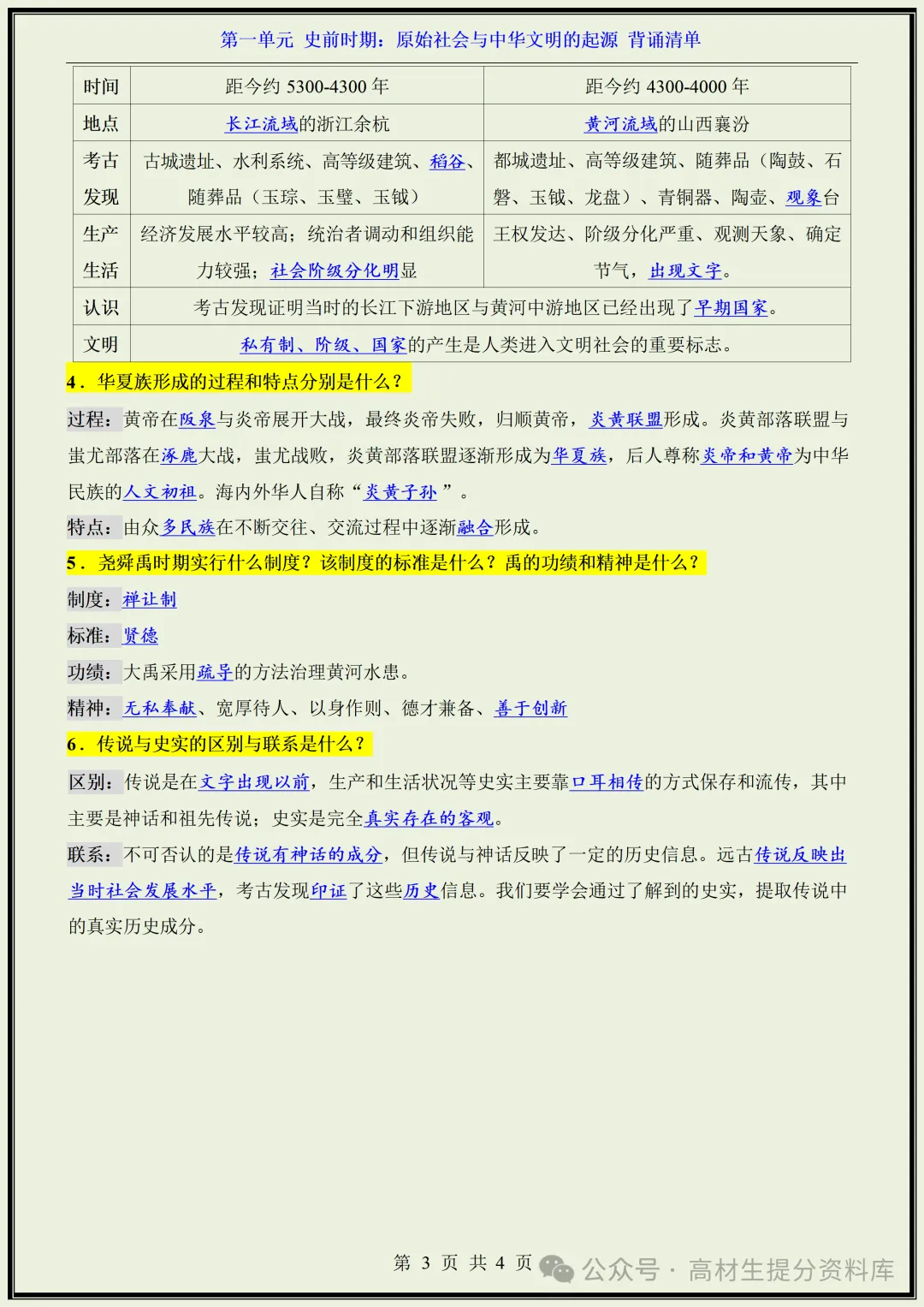 【初一】新版七年级上册历史全册知识点梳理归纳总结背诵版,完整版可打印(2026)-第4张图片-四季读书网 【初一】新版七年级上册历史全册知识点梳理归纳总结背诵版,完整版可打印(2026)-第4张图片-四季读书网