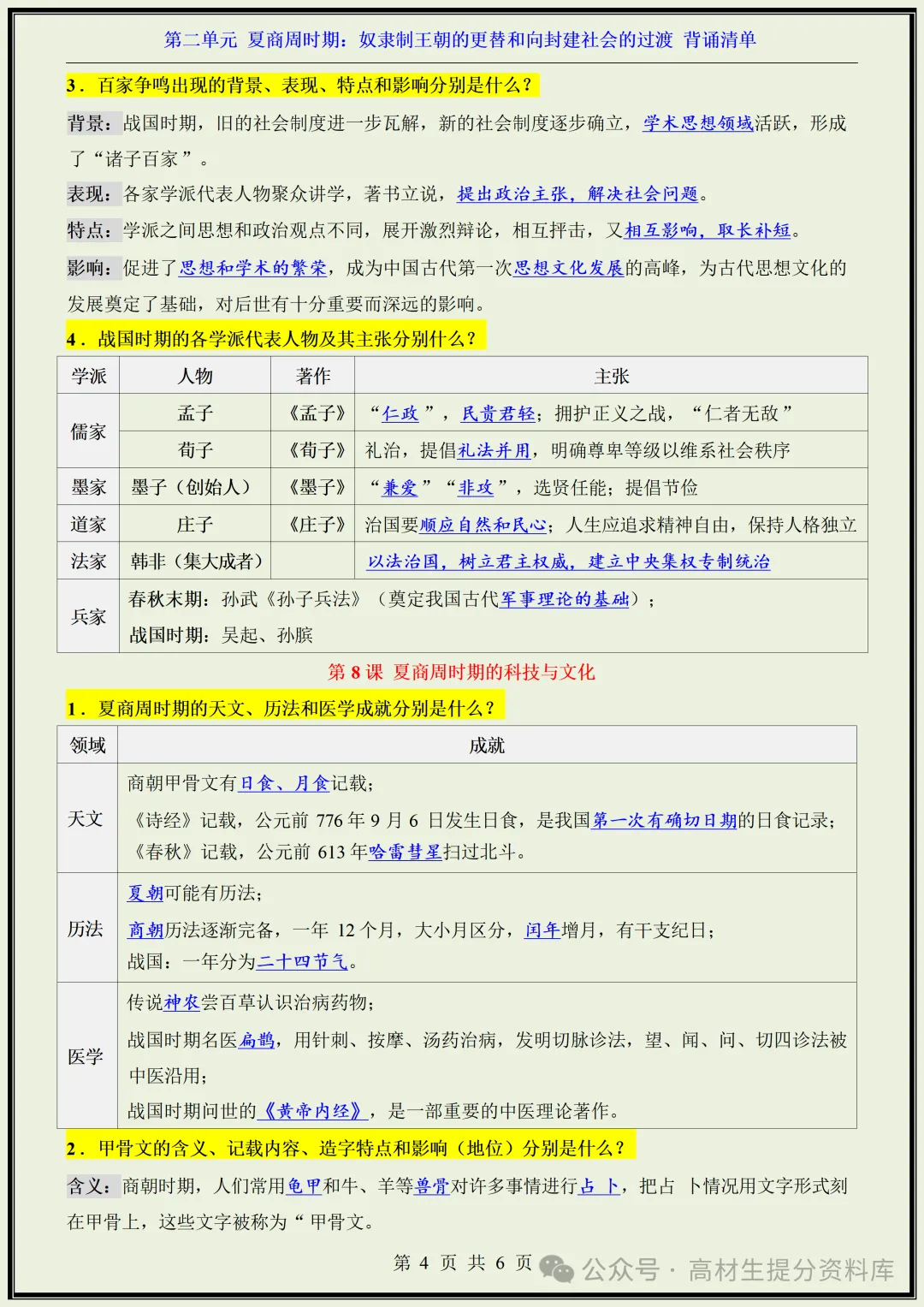 【初一】新版七年级上册历史全册知识点梳理归纳总结背诵版,完整版可打印(2026)-第9张图片-四季读书网 【初一】新版七年级上册历史全册知识点梳理归纳总结背诵版,完整版可打印(2026)-第9张图片-四季读书网
