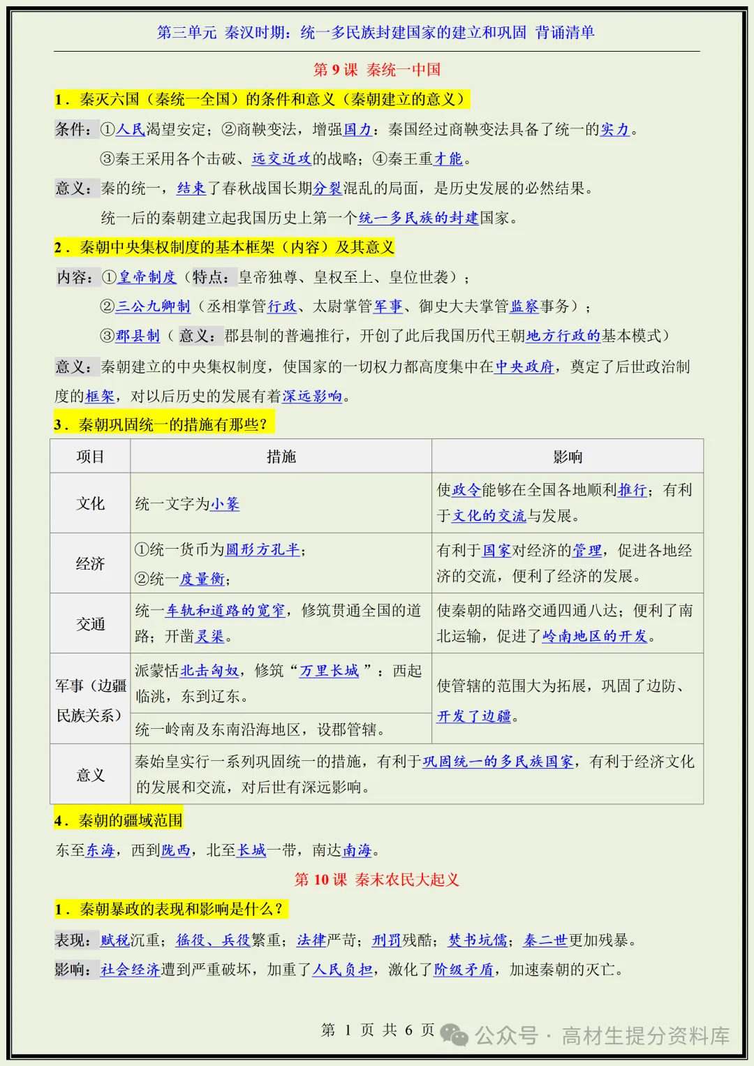 【初一】新版七年级上册历史全册知识点梳理归纳总结背诵版,完整版可打印(2026)-第12张图片-四季读书网 【初一】新版七年级上册历史全册知识点梳理归纳总结背诵版,完整版可打印(2026)-第12张图片-四季读书网
