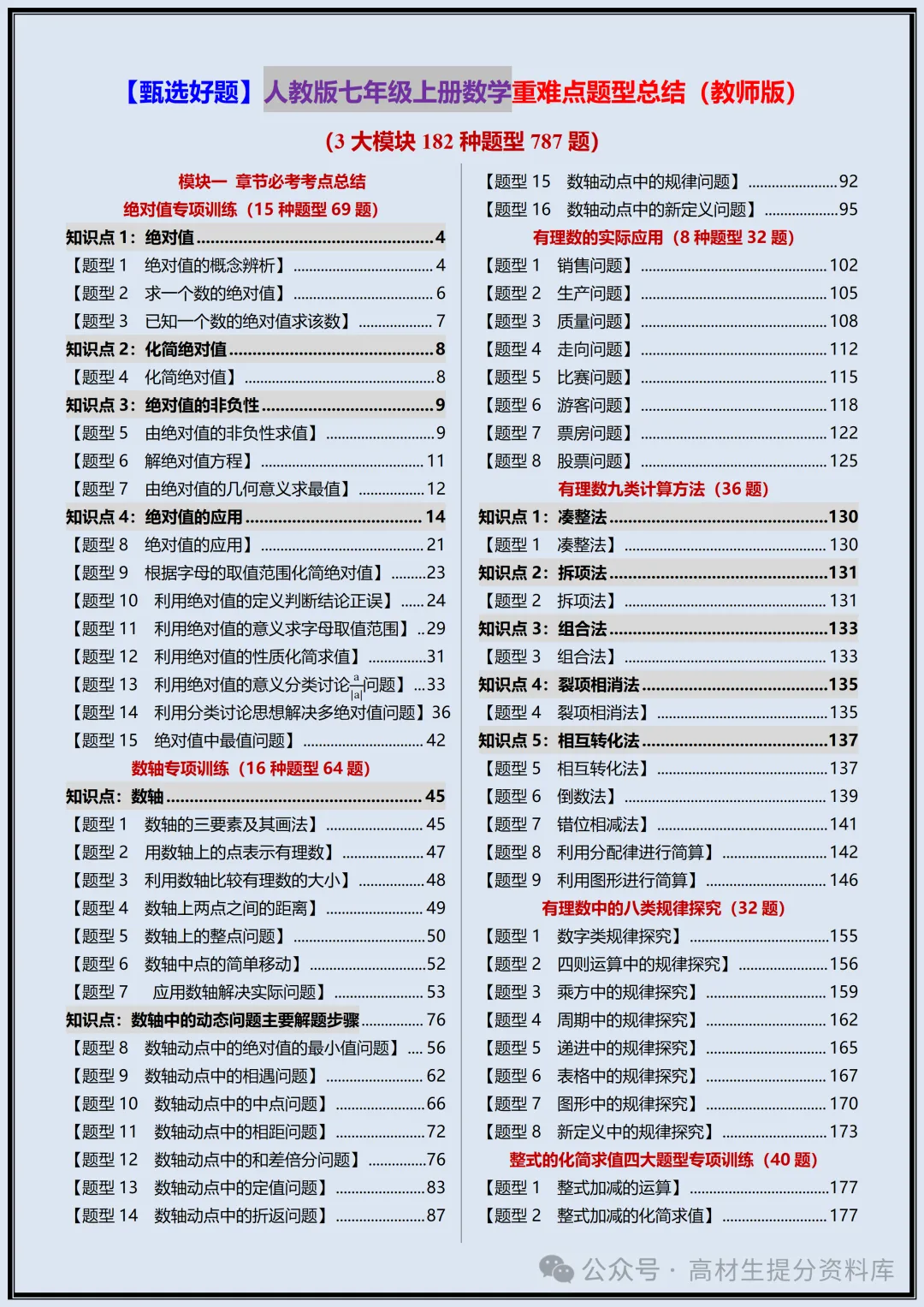 【初一】新版七年级上册数学全册重难点题型梳理总结+专项训练,完整版可打印(2026)-第2张图片-四季读书网 【初一】新版七年级上册数学全册重难点题型梳理总结+专项训练,完整版可打印(2026)-第2张图片-四季读书网