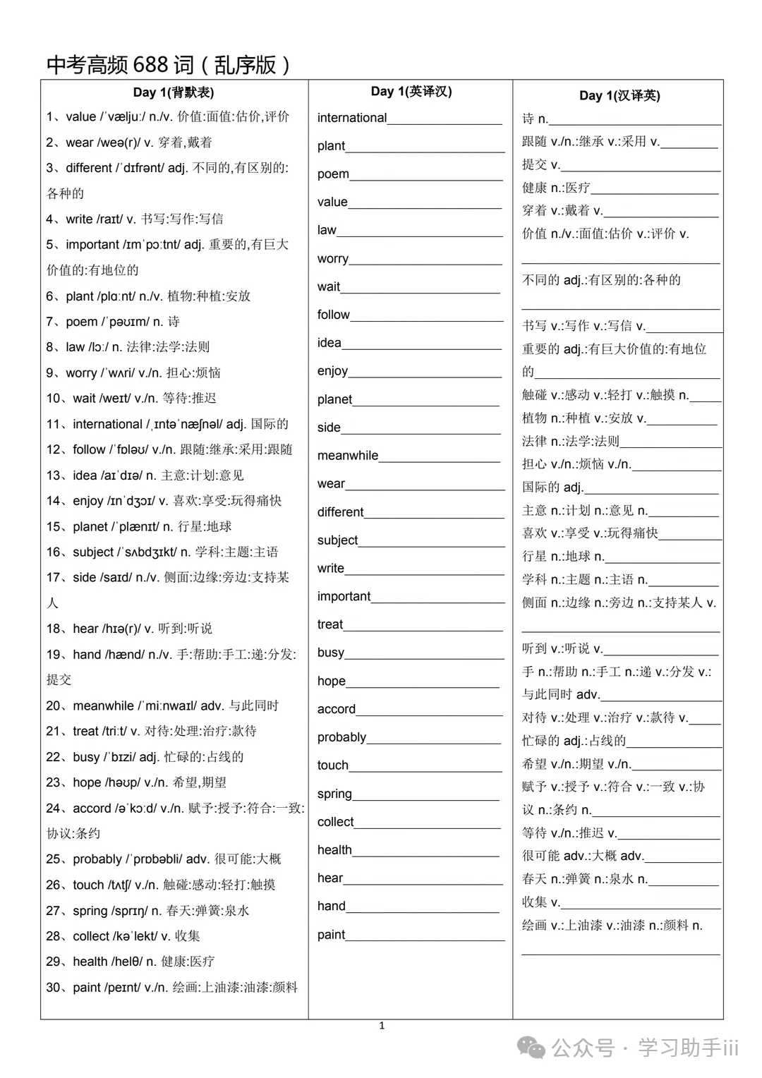 考前再刷一遍!中考考前高频688词(乱序版)-第3张图片-四季读书网